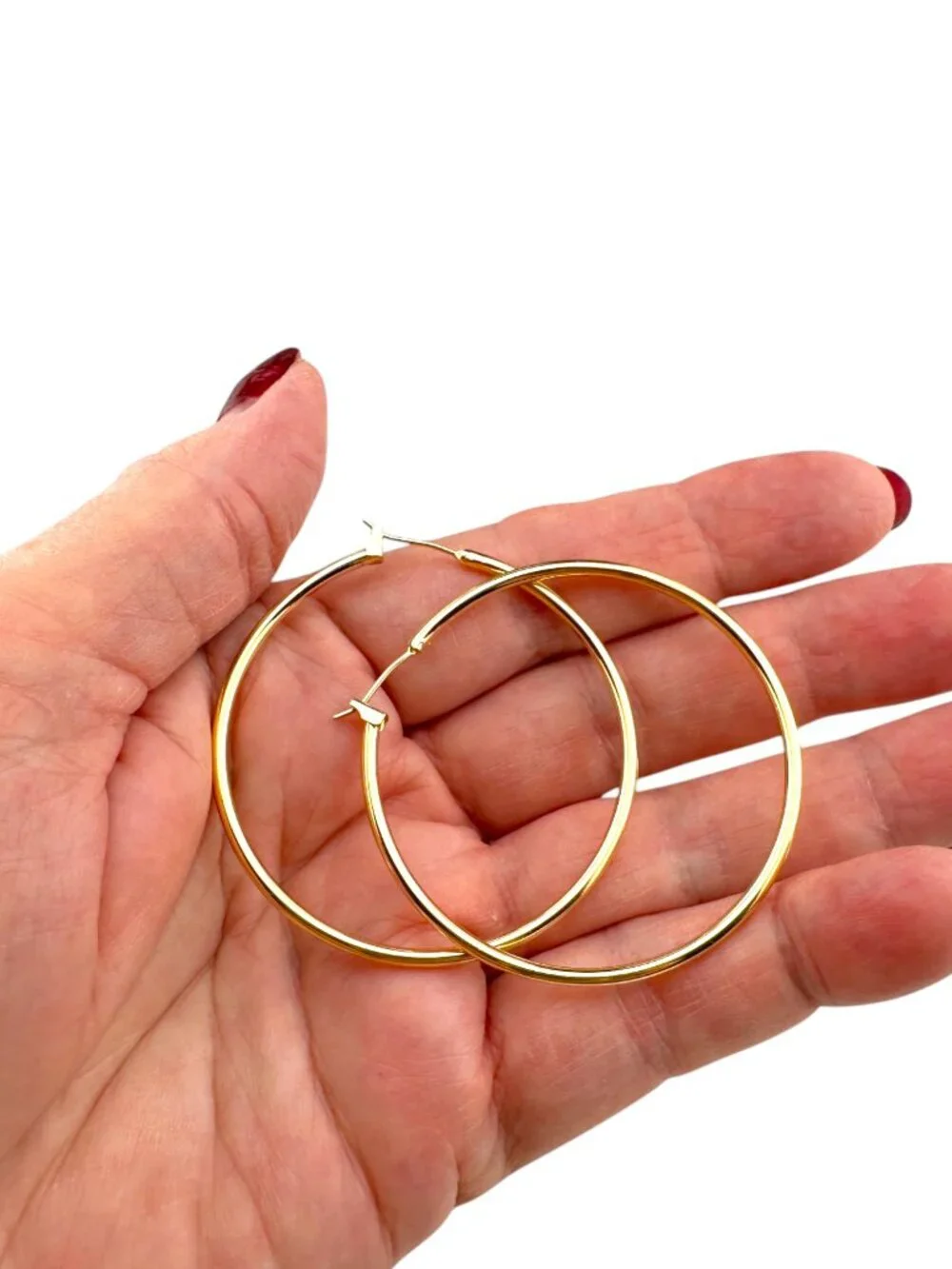Gold Filled Hoop Earrings 2” Large Closed Hoops Statement 14K